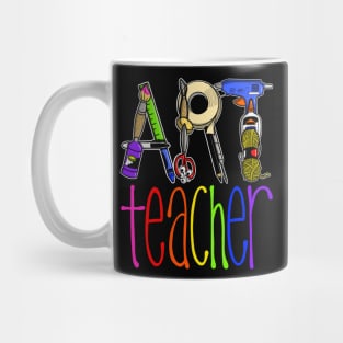 Art Teacher with Art Supply Lettering Mug